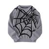 Fashion Men Autumn Winter New Style Round Neck Sweater American Retro Spider Web Pattern Jacquard Knitted Base Layer Top