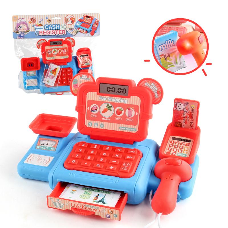 

1 Set Shopping Cashier Toys Role Play Game Kit For Kids Cash Register Playset Supermarket Checkout Toy With Sound And Light