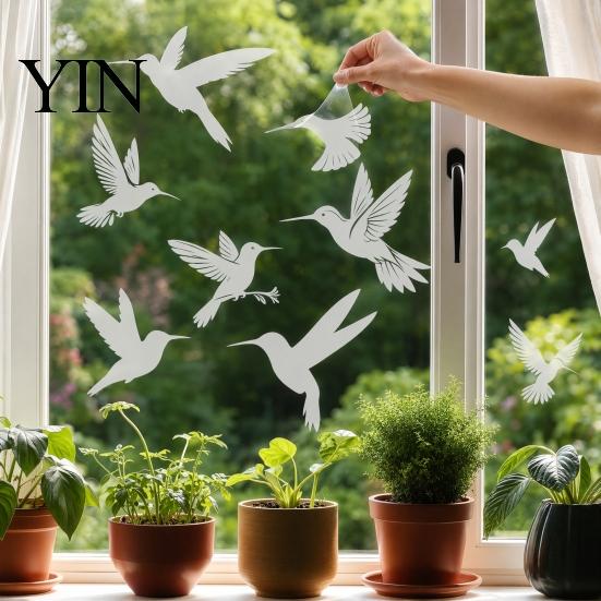 Dekorative Fensteraufkleber Weiße Kolibris Aufkleber gegen Vogelkollisionen, Anti-Kollisions-Haftfolien Aufkleber, Schlag Indoor Blendungsreduzierung Prävention Glas