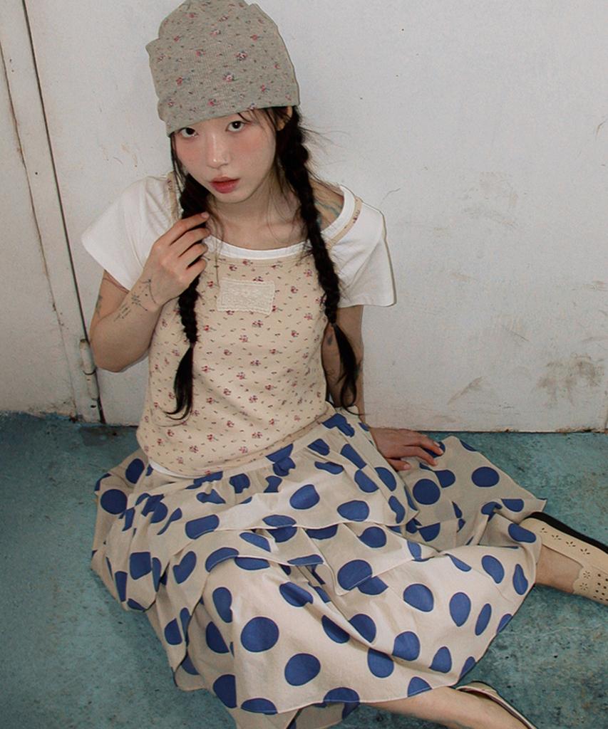 Hocus Pocus Bold Dot Tiered Skirt_Blue
