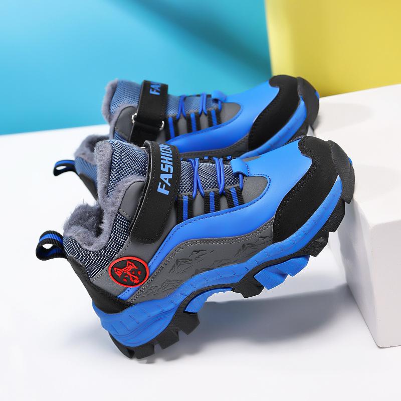 Winter Kid's Snow Boots with Plush Anti Slip Wolf Claws Hiking Cotton Shoes