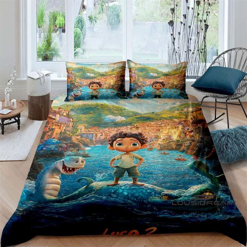 3D Printed Cute Disney Luca Duvet Cover and Pillowcase Set - Home Decor, Creative Plus Size Bedding Set
