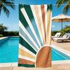 Oversized Retro Sunburst Beach Towel Multicolor Sun Design Microfiber Towel for Summer Vacation and Pool Days