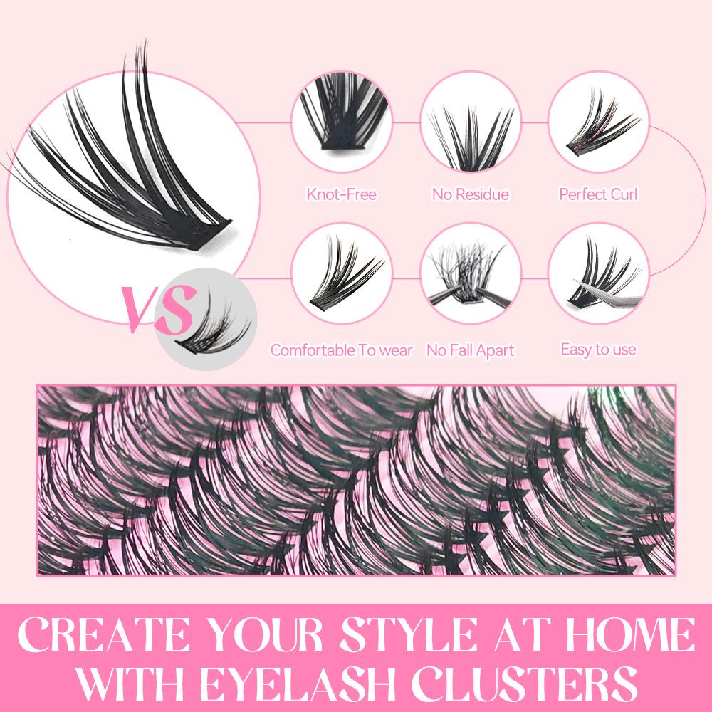 European & American Style Dense Curled Cluster Eyelashes - 30P-80P Pack