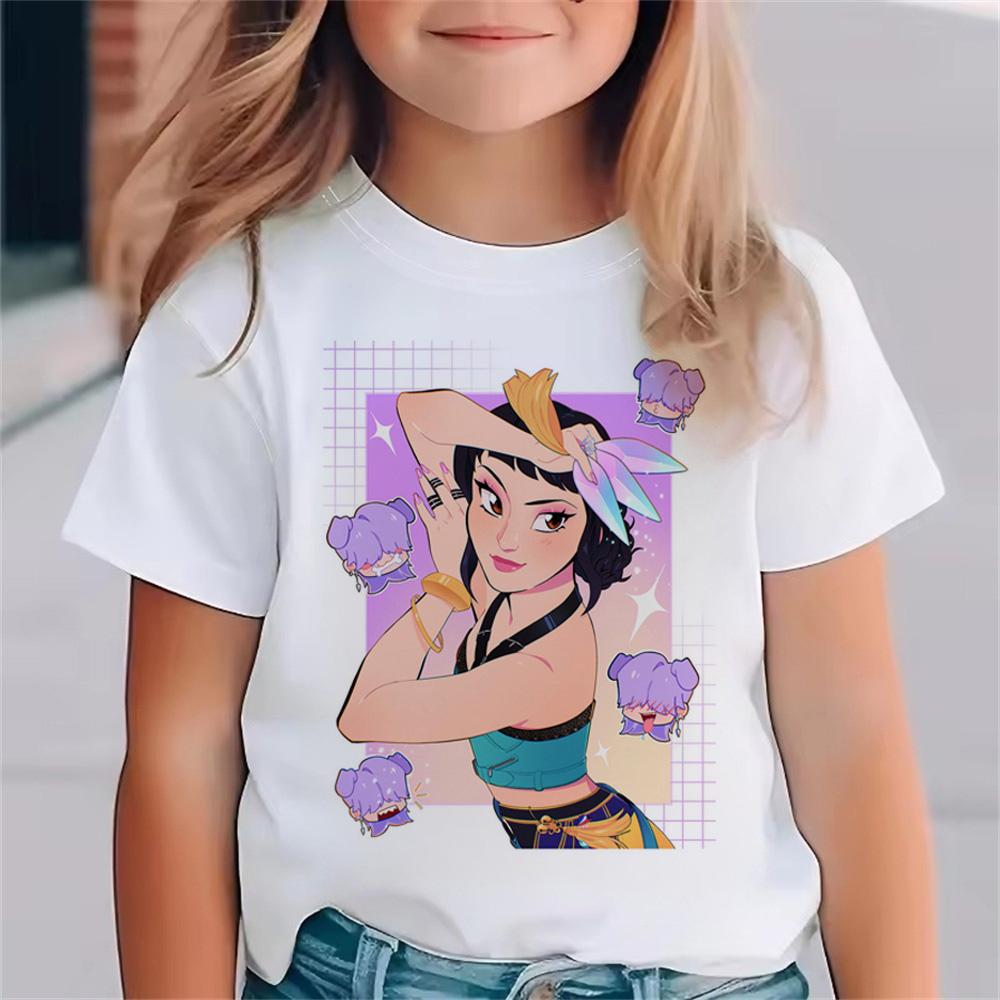 Modny Filmowy T-shirt Dziecięcy KPop Łowcy Demonów Zabawny Prezent dla Fanów Koszulka K-Pop Łowcy Demonów Ubrania Fajny Top Tee dla Dziewczyn