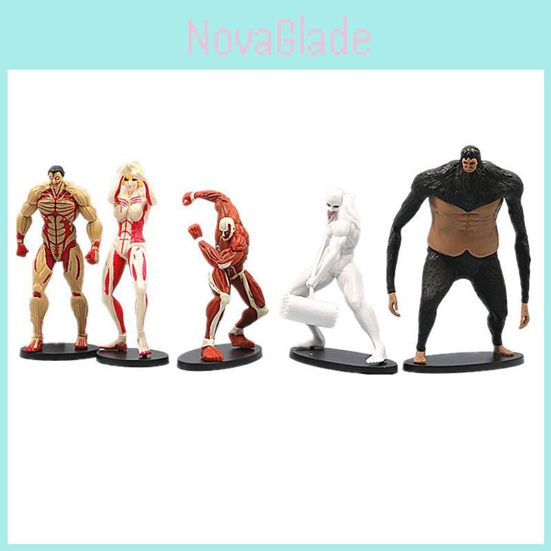 Stunning Attack On Titan Figurines Collection With Eren Mikasa Levi Jaw Beast Titan Plastic Models
