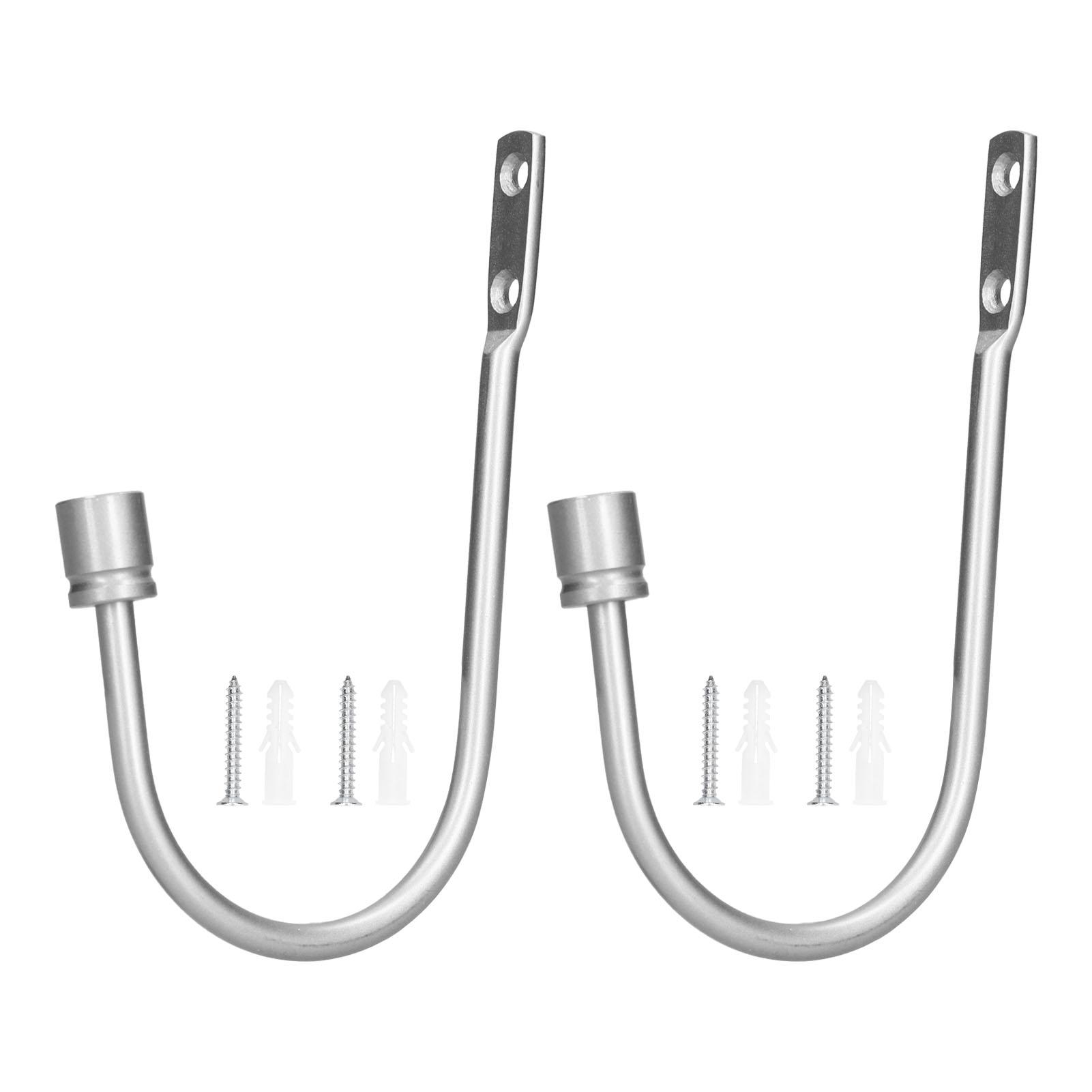 

2 шт. Крючок для штор Алюминиевый сплав U-образный цилиндр Фиксированная подхватка для штор для дома, офиса серебряный