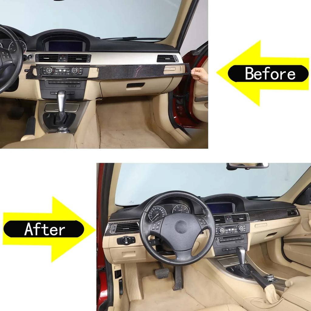 For BMW 3 Series E90 2005-2012 Soft Carbon Fiber Car Instrument Panel Panel Frame Decorative Sticker Interior Accessories L/R FQ4