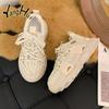 Women's Shoes with Round Toe Muffin Heel Spring and Summer 2024 New Mesh Breathable Feet Thick Soles Running and Leisure Shoes