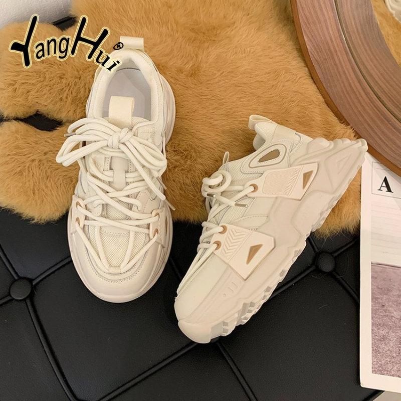 Women's Shoes with Round Toe Muffin Heel Spring and Summer 2024 New Mesh Breathable Feet Thick Soles Running and Leisure Shoes