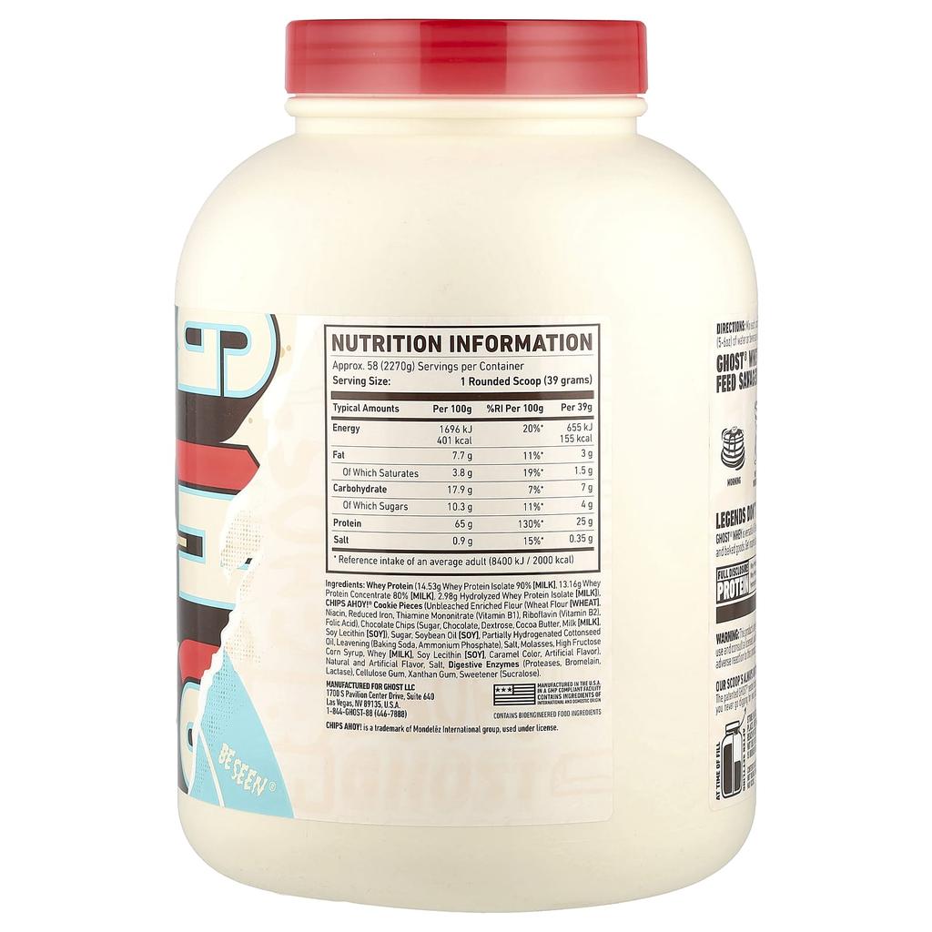 Ghost, Whey Protein, Chocolate Chip Cookie, 5 lb (2,270 g)