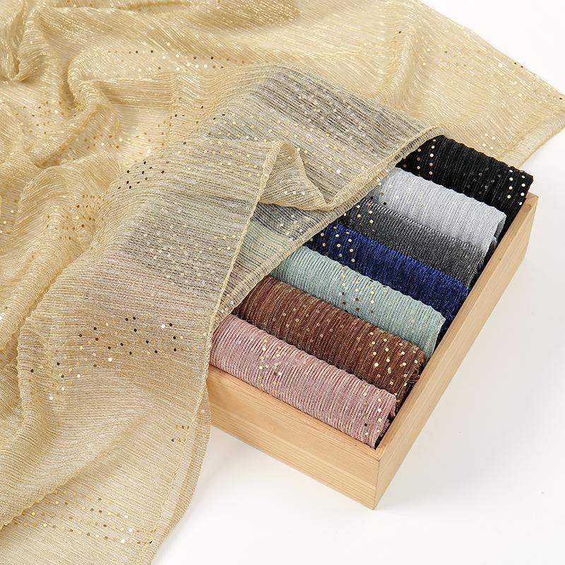 Ny Glittrig Hijabscarf Elegant Lätt Elastisk Sjal Sjal för Kvinnor Mode Glittrig Paljettfest Huvudduk Sjal 180*70cm