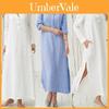 Luxurious Women's Kaftan Cotton Long Sleeve Plain Casual Oversized Maxi Shirt Dress