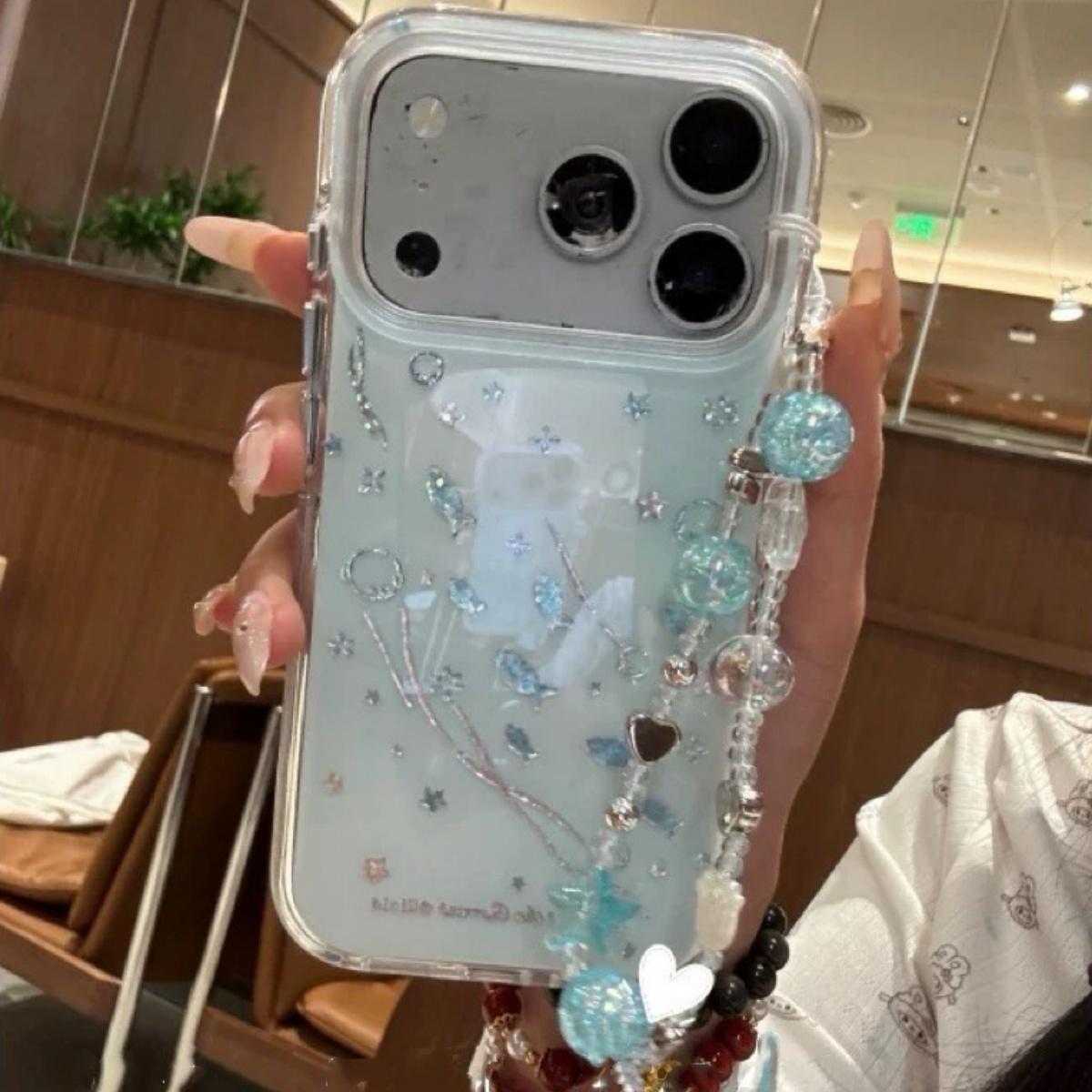 

Summer Blue Cute Bubble Fish iPhone 15 Case Full Cover for Apple 17 Pro Max 16 14 Pro Max 15 Pro Protective Phone Cover iPhone 13