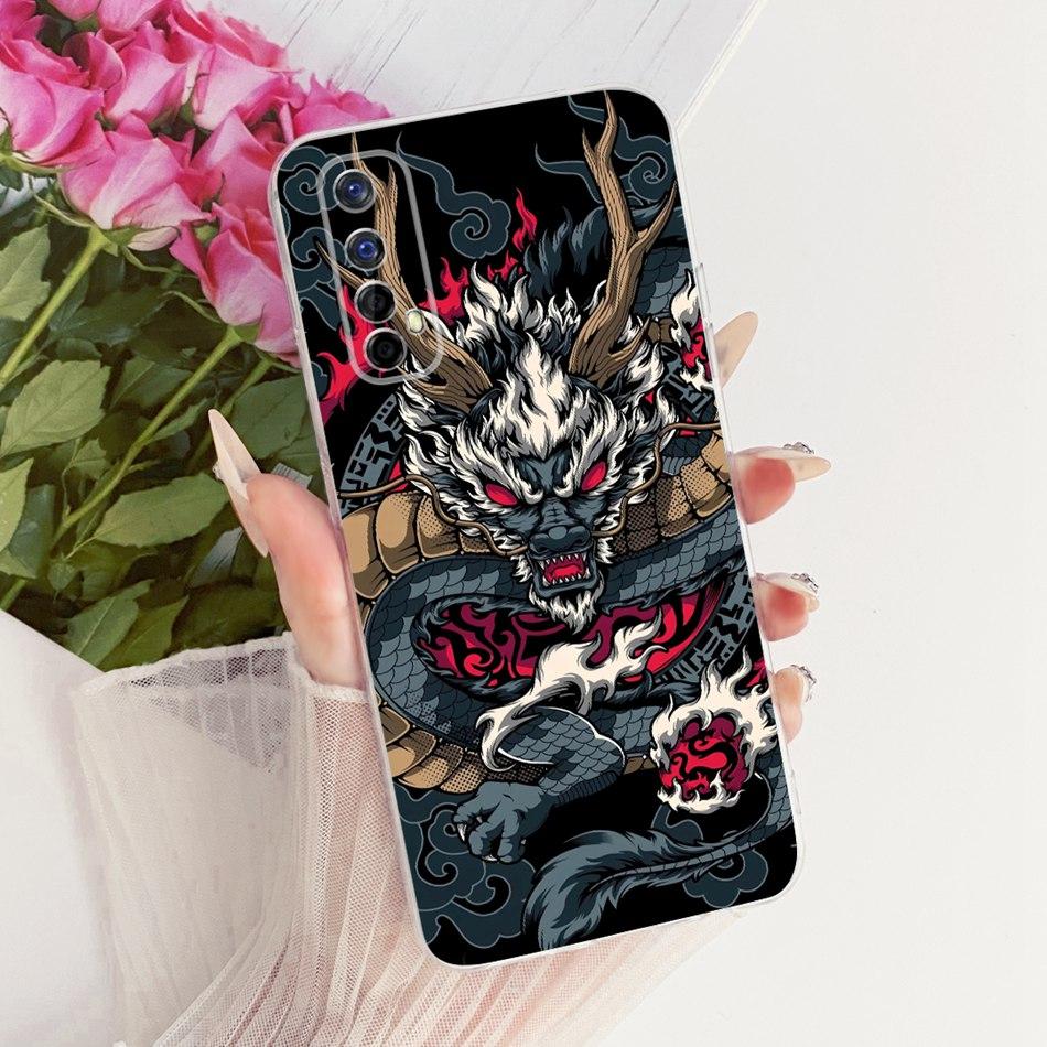Für Realme 7 RMX2151 / Realme 7 Pro RMX2170 Coole Drachen-Tiger-Muster Handyhülle Für Realme7 RMX2155 Weiche Silikon-TPU-Hüllen
