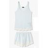 Women Lace Trim Stripe Tank Top   Lounge Shorts 0825113505 0825131507