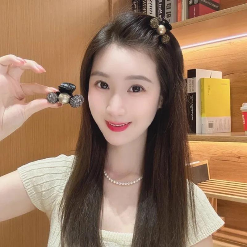 Mini Pearl Small Hair Claws Clips for Women Elegant Rhinestone Headwear Hairpins Hair Crab Barrettes Hair Accessories for Women