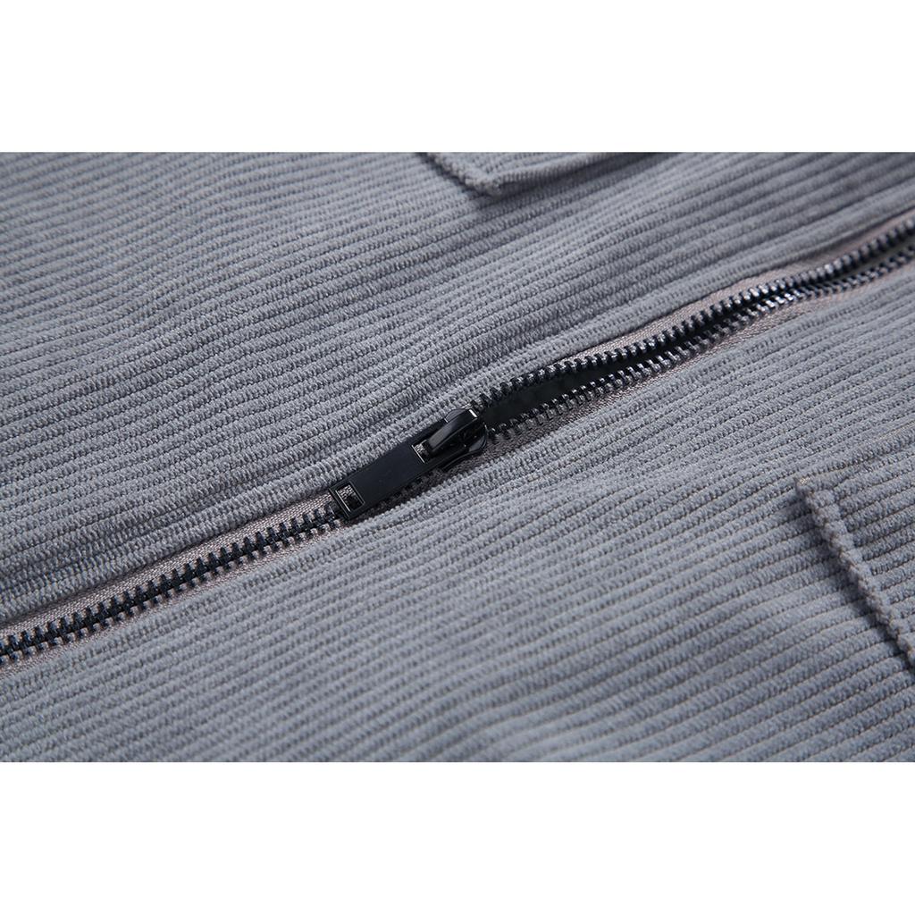 Men's Casual Multi-pocket Corduroy Fleece-lined Jacket With Zipper And Lapel Warm Top