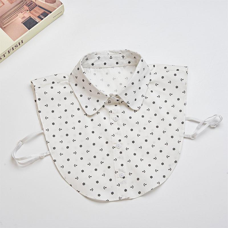 Fashion White Printed Collar Lapel Shirt Fake False Collar For Women Black Detachable Collars For Women Half Shirt Faux Col Tie