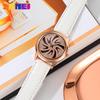 Skmei rotating diamond-encrusted delicate dial women's watch fashion leather personalized design ins wind watch