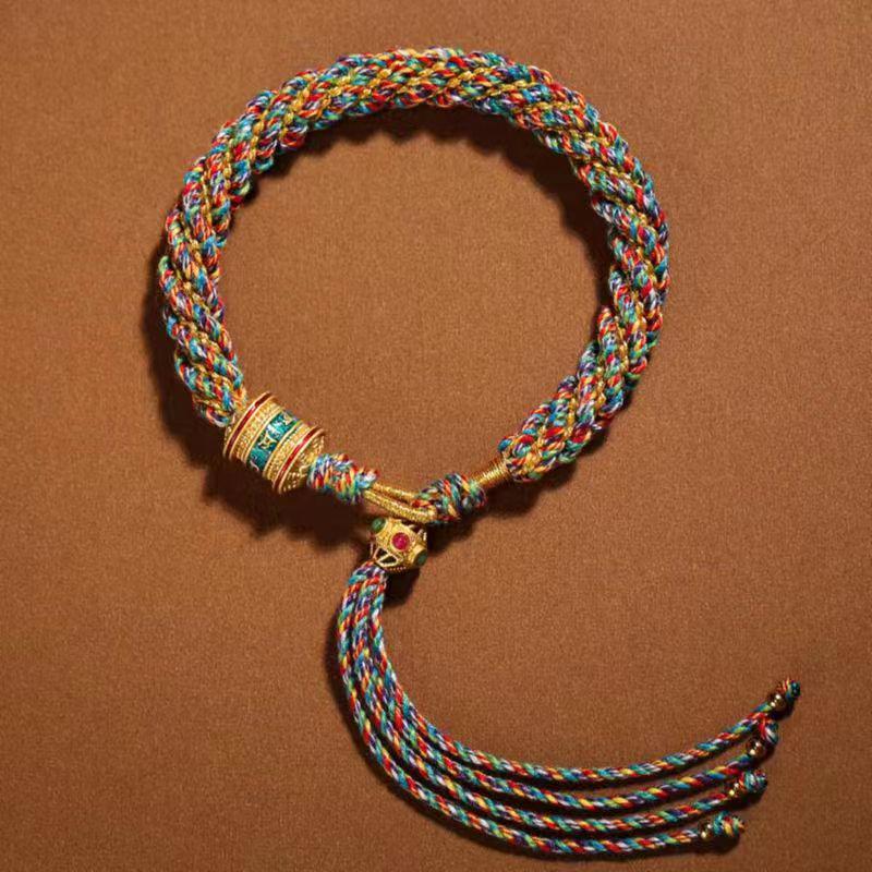 Colorful Tibetan Handmade Wealth God Bracelet – Cotton Thread Red String for Birth Year