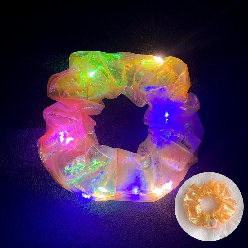 LED Işıklı Parlak Saten Noel Saç Tokası - Amerikan ve Avrupa Stilleri için Kalın Bağırsak Scrunchie Saç Aksesuarı