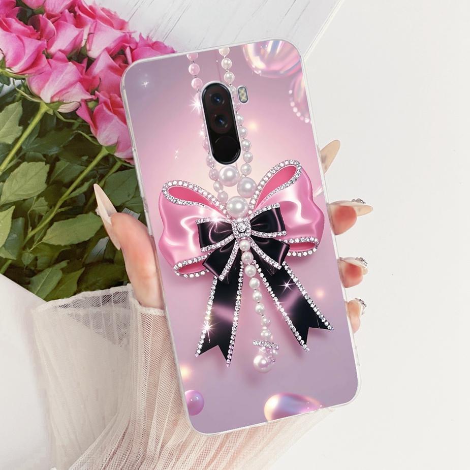 Para Xiaomi Pocophone F1 Funda Lujo Lazo Flores Pintadas Cubierta 6.18'' Suave TPU Funda para Teléfono Para Xiaomi Poco F1 PocoF1 Fundas Bumper