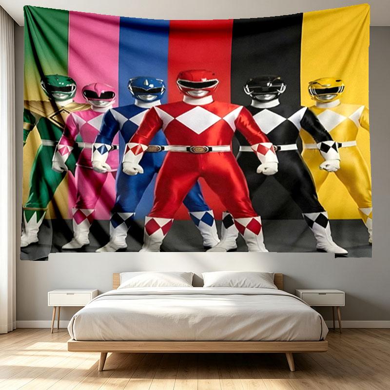 Mighty Morphin Power Rangers Print Tapestry - Portable Wall Decor Cloth, for Home, Dorm, Travel, Bedroom, Living Room - Ideal Birthday Housewarming Gi
