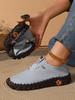 Fashion Women's Wide Fit (Sizes 35-45) Leather Sneakers Flat Elastic Slip-On Loafers – Comfortable Casual Shoes for Moms Women's Shoes