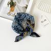 55 Cotton And Linen Headscarf Summer And Autumn Floral Silk Scarf Sweet Versatile Square Scarf Small Scarf Women'S Thin Decorative Silk Scarf