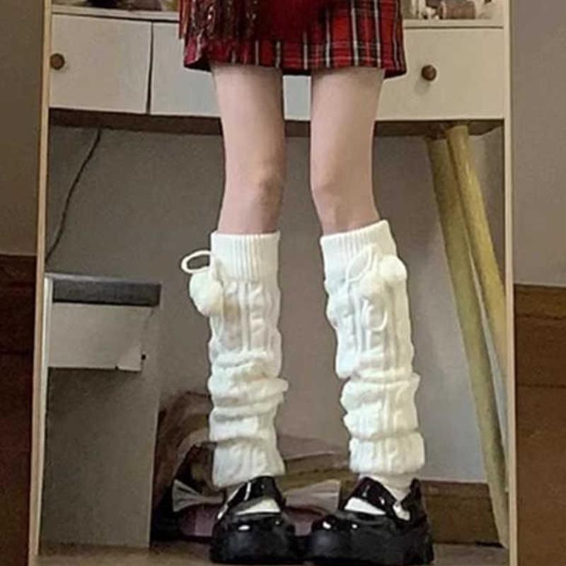1-2pairs New Japanese Sweet Girl Lolita Knitted Warm Yarn JK Pile Socks Gloves Versatile Cute Sleeves Student Trend