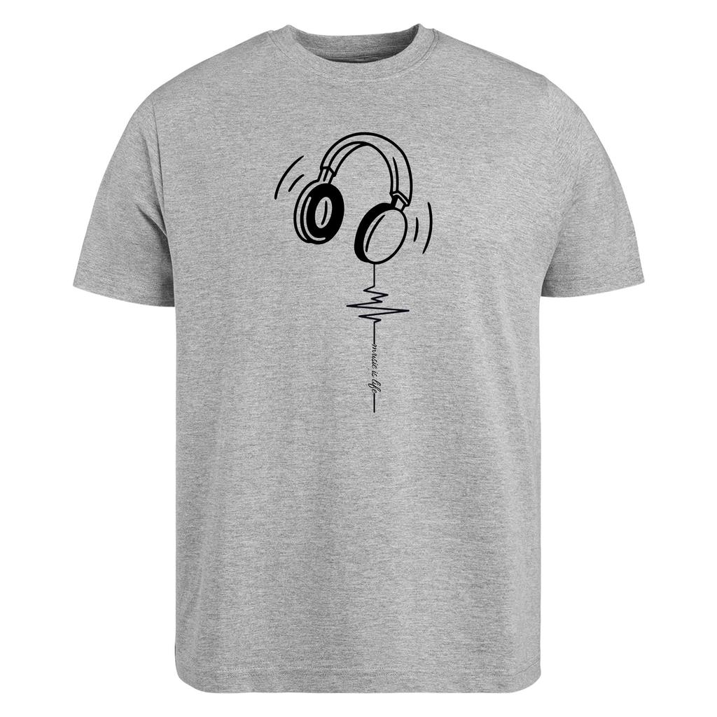 Music Is Life TShirt Headphone Cool Music Mens Tracksuit Summer Crew Neck Pullover Cotton Casual Sportswear ShortSleeve Tops