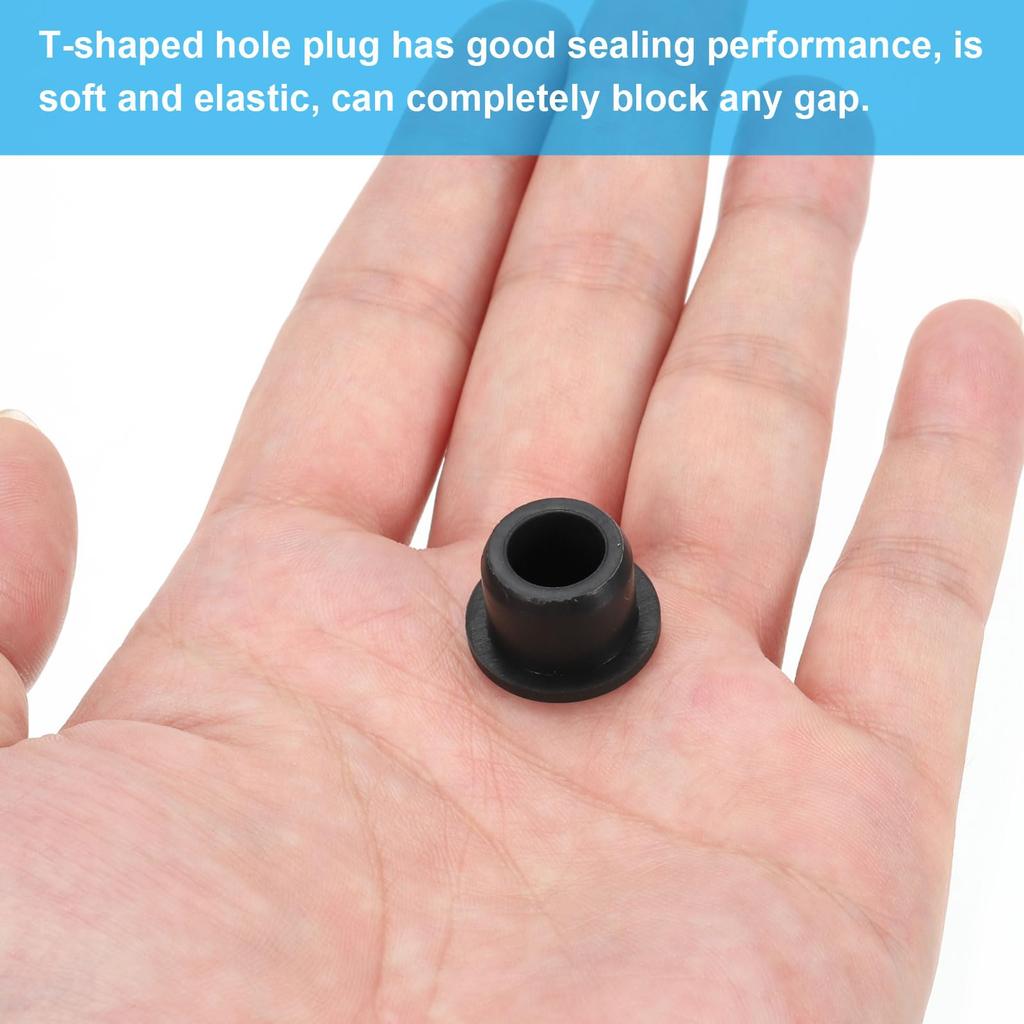 PATIKIL 16pcs 14mm Diameter Rubber Hole Plug 13-14mm Silicone Rubber Round Hole Stopper for Hole Black