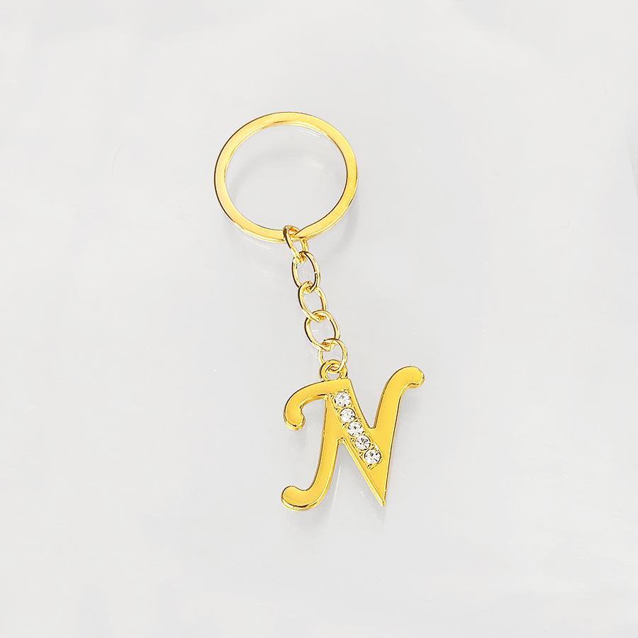 Creative Rhinestone Initials Metal Keychain – Korean Style Car Keyring Party Gift.