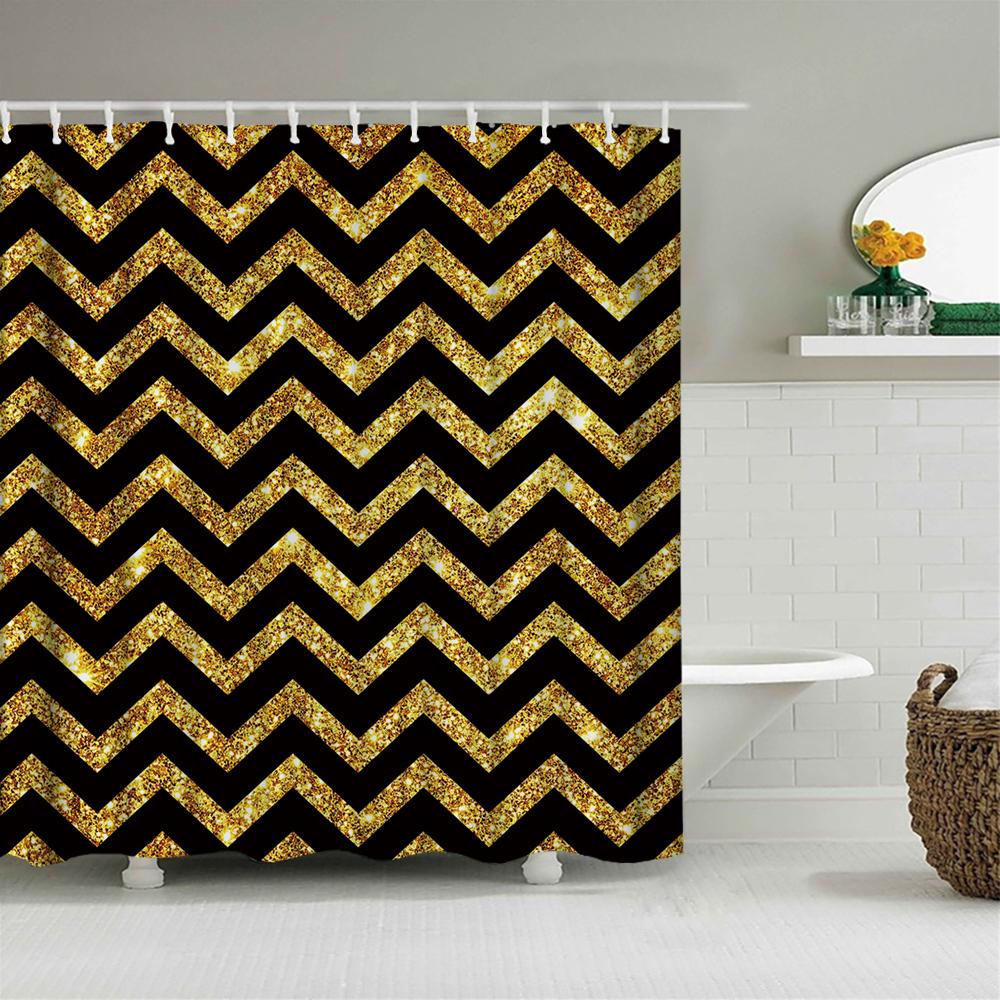 Black And White Striped Shower Curtain With Hooks Waterproof Polyester Fabric Geometric Pattern Home Decor Bathroom Curtain Baño