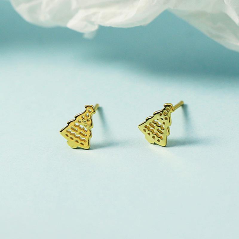 Korean Christmas Tree Stud Earrings - Mini Exquisite Mori Style Jewelry, High-End Women's Accessory, Ideal New Year Gift