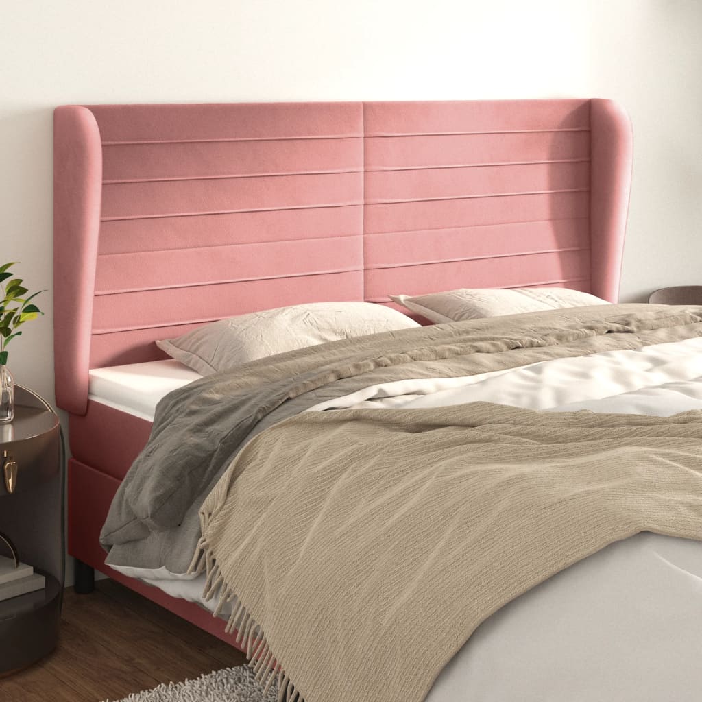 Headboard with Ears Pink 183 X 23 X 118 128 Cm Velvet