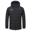 Kelme Hooded Coat, Short Length, Thick, Cold Weather, Loose Fit, Lightweight, Padded Jacket, Outdoor Coat/Training (Black, Size S)