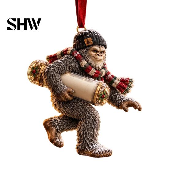 Festive Cash Holder for Holidays Big Foot Money Cash, 2D Acrylic Sasquatch Gift Fun Christmas Family Ornament, Clear Xmas Tree Hanging Decoration