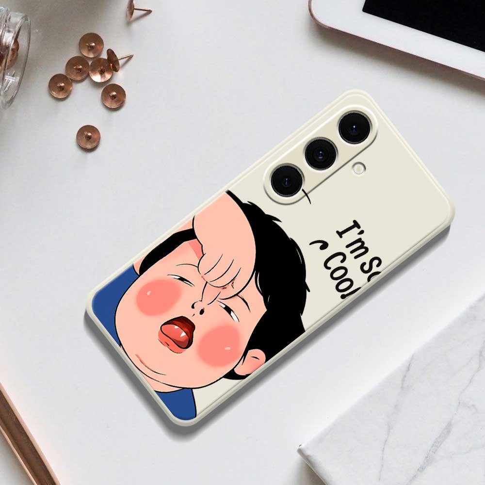 For Samsung Galaxy S24 FE Case Make Faces Kid Pattern Printing Straight Edge TPU Phone Back Cover