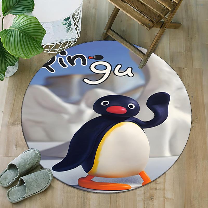 1pc Pingu1 Carpet, Round Rug, Comfortable, Suitable for Entryways, Living Rooms, Office, And Bedrooms, Christmas Decoration