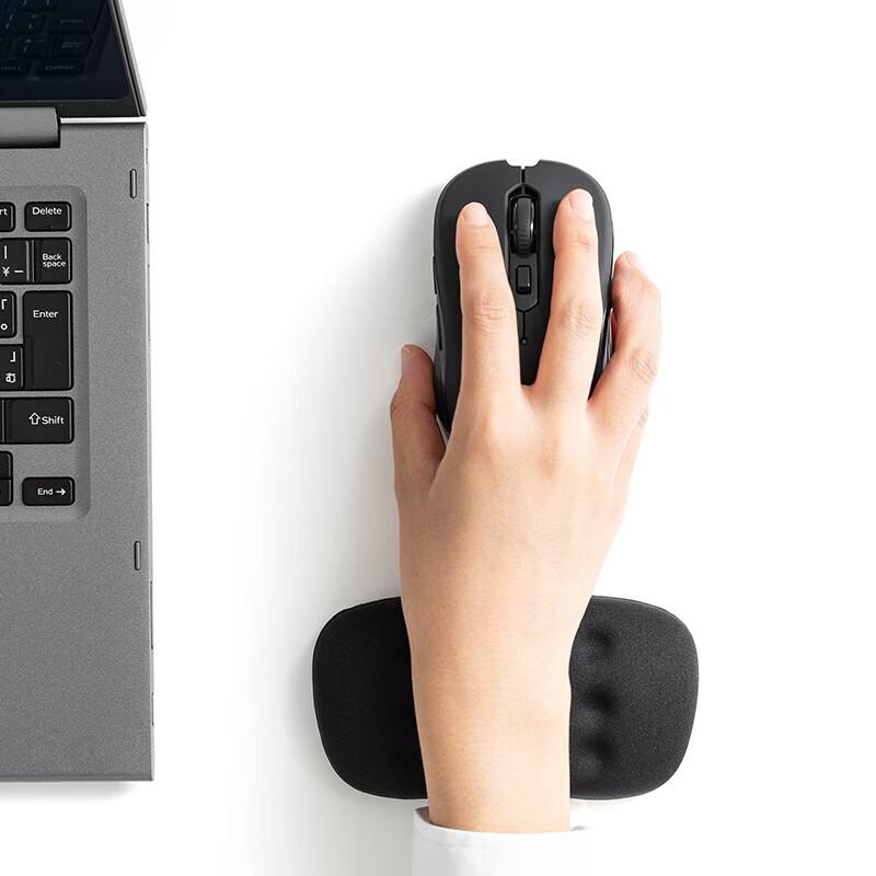 SANWA Ergonomic Mouse Pad Wrist Rest, Keyboard Wrist Cushion, Elbow Support, Memory Foam, Breathable Fabric Surface, GTOK5 Short Version, Black 134mm