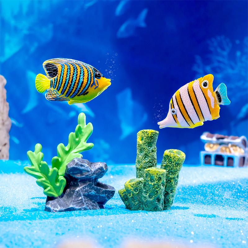 Creative Cute Kawaii Resin Ocean Animals Figurine Model  Coral Small Ornaments Diy Home Decoration Accessories Gifts