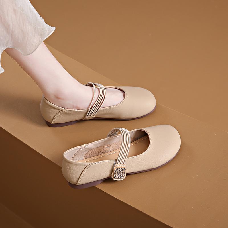 Chaussures de ballet pour femmes à la mode Chaussons décontractés à bout rond Chaussures Mary Jane pour femmes Jolies ballerines kaki Chaussures décontractées pour femmes