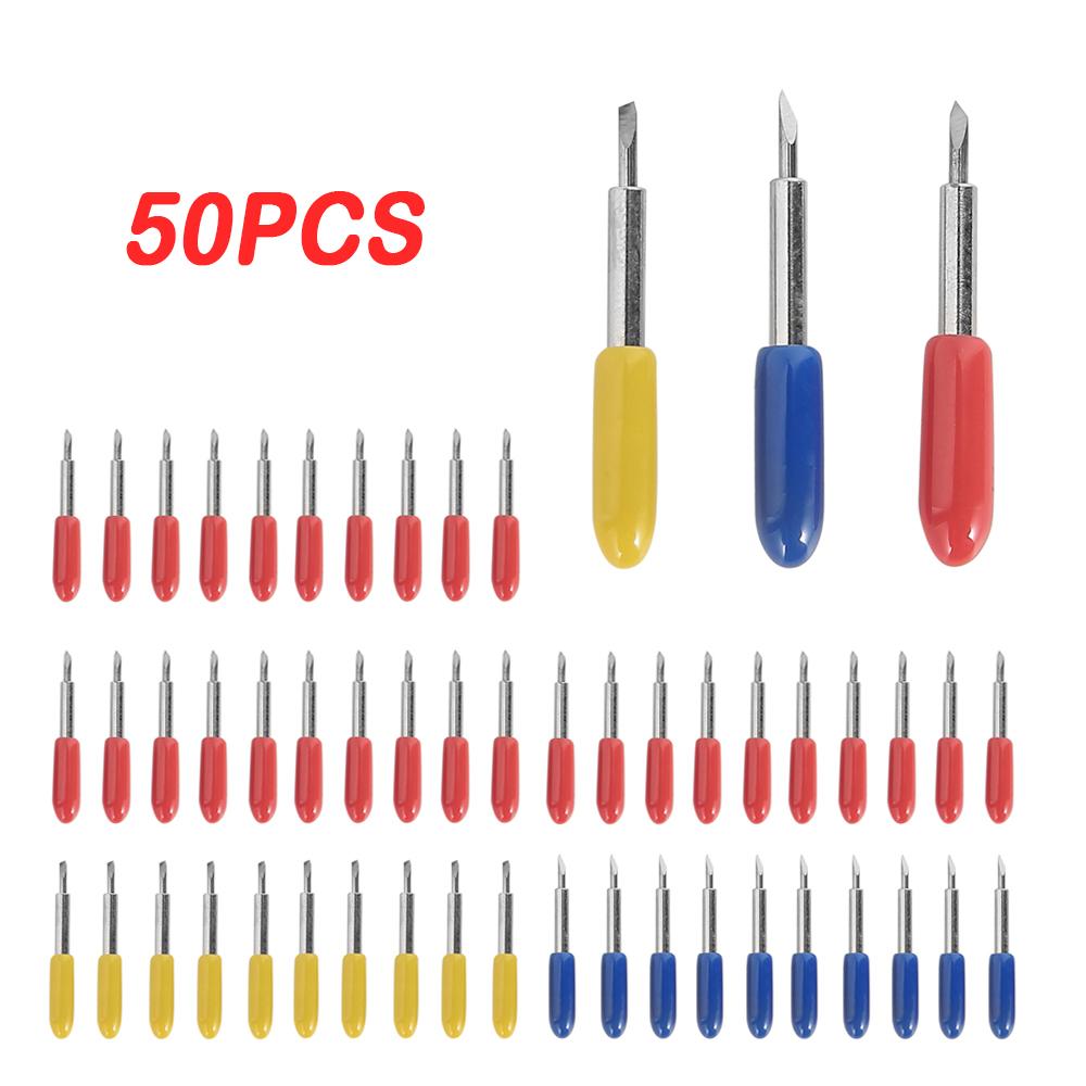 50 Pièces Lames de Rechange 30/45/60 Degrés Pour Traceur Roland Cricut Lames de Couteau Cutter Pour Outils Électriques Traceur de Découpe
