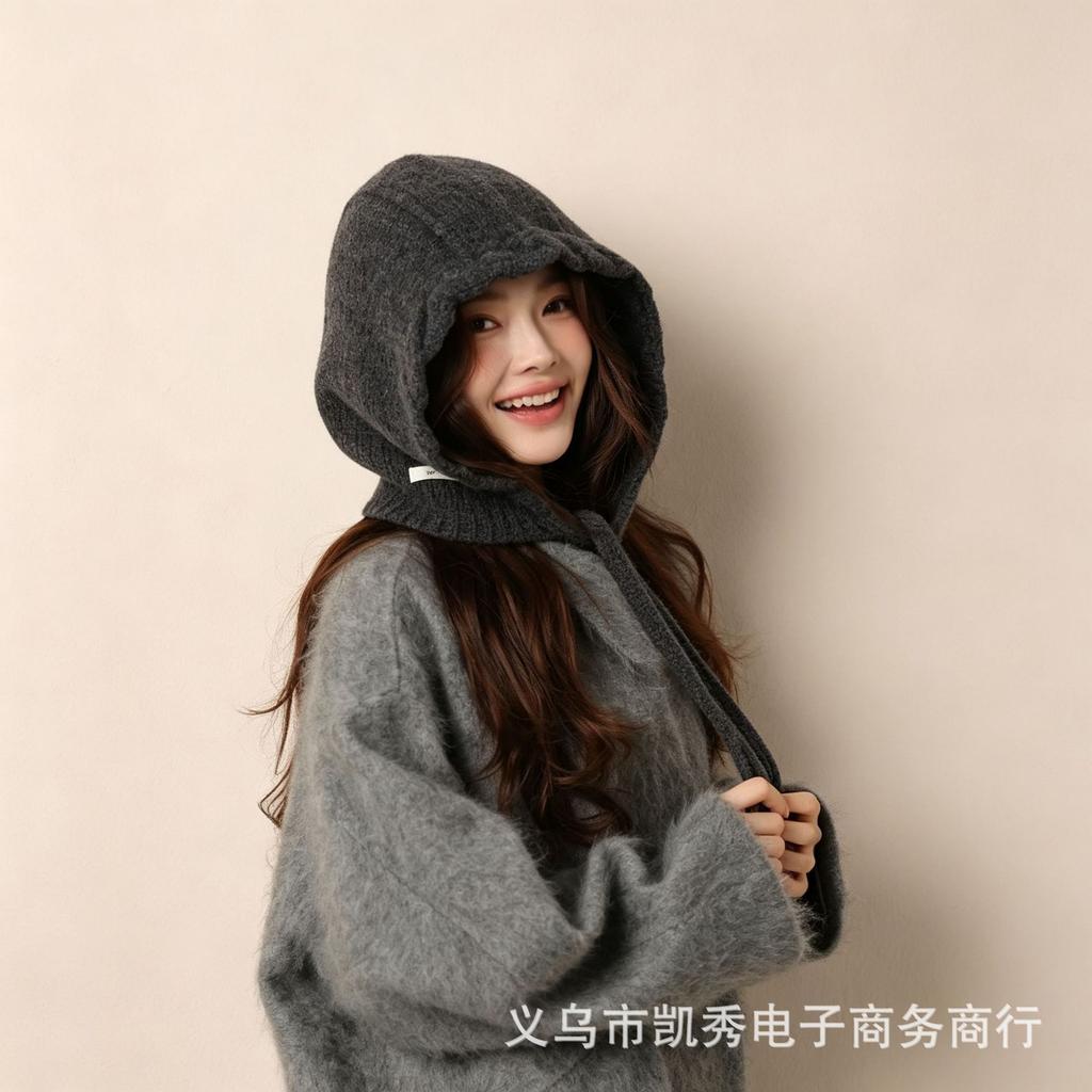 % Pure wool braided balaclava hat autumn and winter new warm and cold ear protection knitted hat children