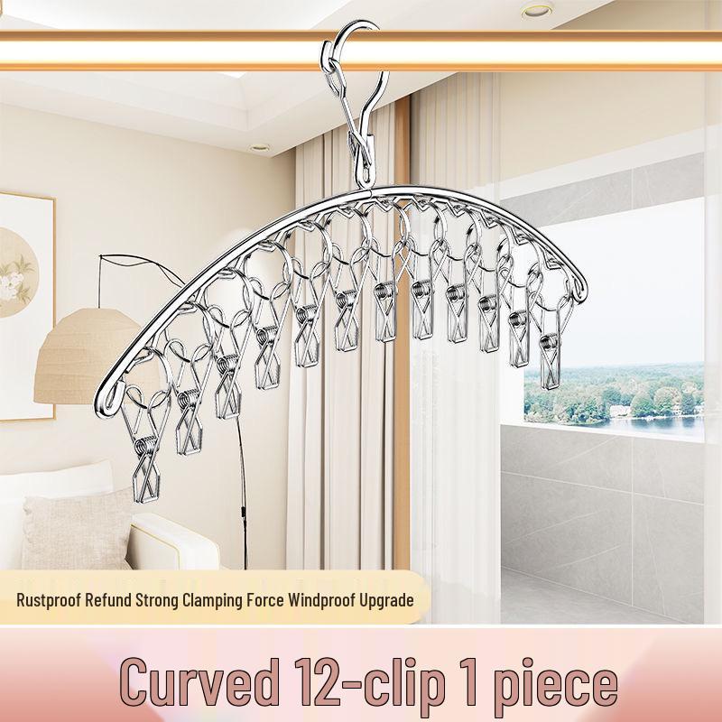 Stainless Steel Multi-Clip Clothes Drying Rack for Socks and Underwear