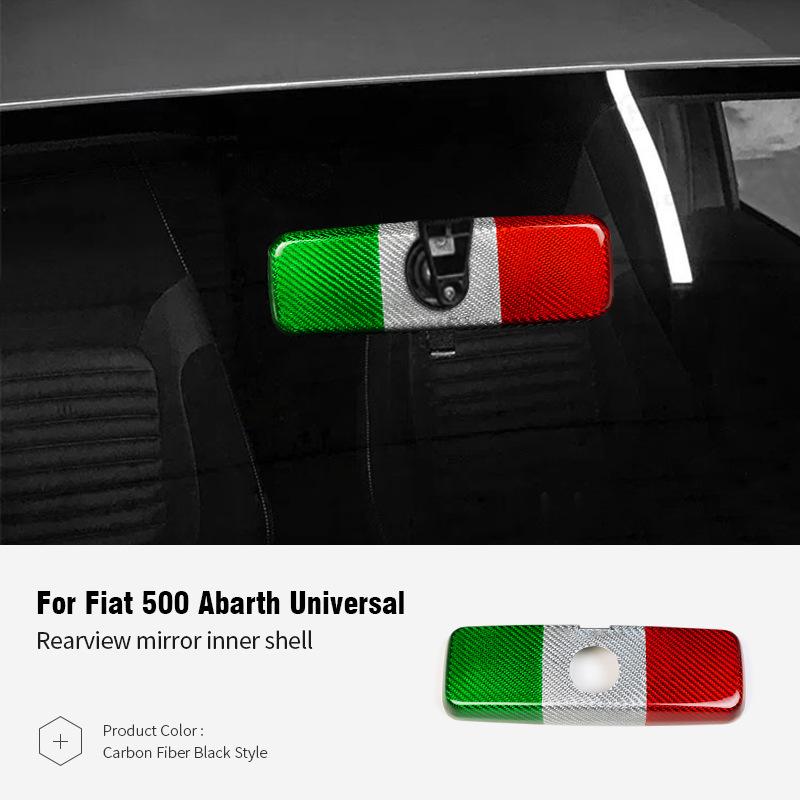 Fiat 500 Abarth Carbon Fiber Rearview Mirror Cover - Interior Decorative Accessory