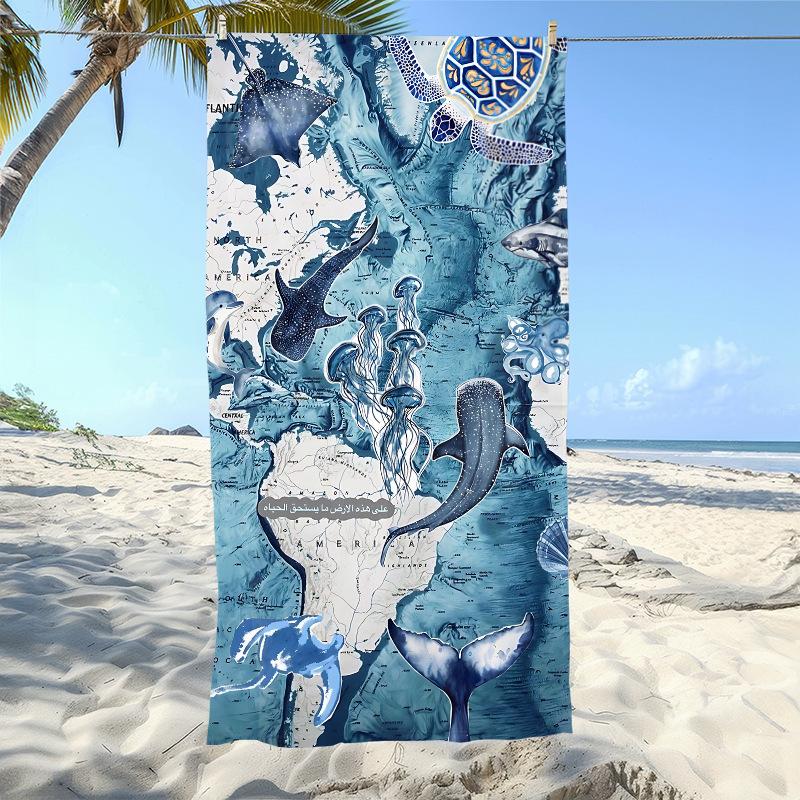 Fresh Sea Turtle Shell Beach Towel, Quick Drying Water Absorbing Beach Pool Towel