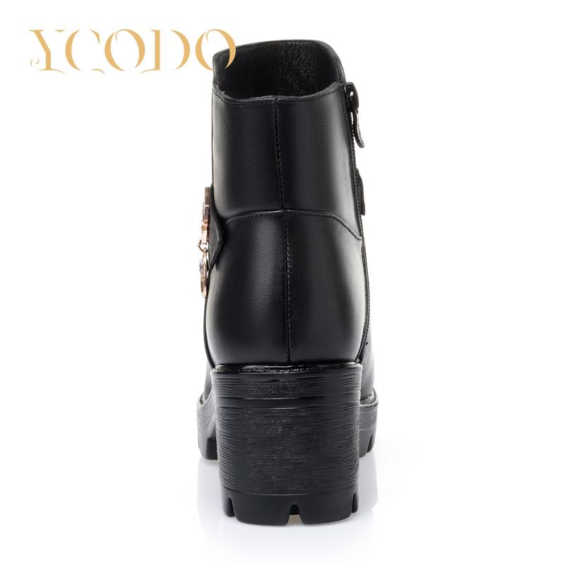 Cizme din piele cu toc înalt de toamnă/iarnă pentru femei, la modă, confortabile, cu fermoar interior, garnituri metalice, cizme din piele de dimensiuni mari